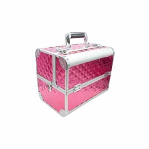 Maletín Organizador Porta Cosméticos Textura Diamante Rosa
